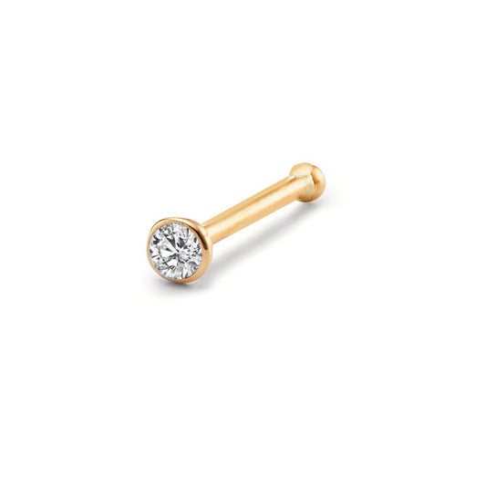 Neusknopje 750/18 krt geel goud Diamant wit, 0.035 ct, w-si Ø2.5 mm