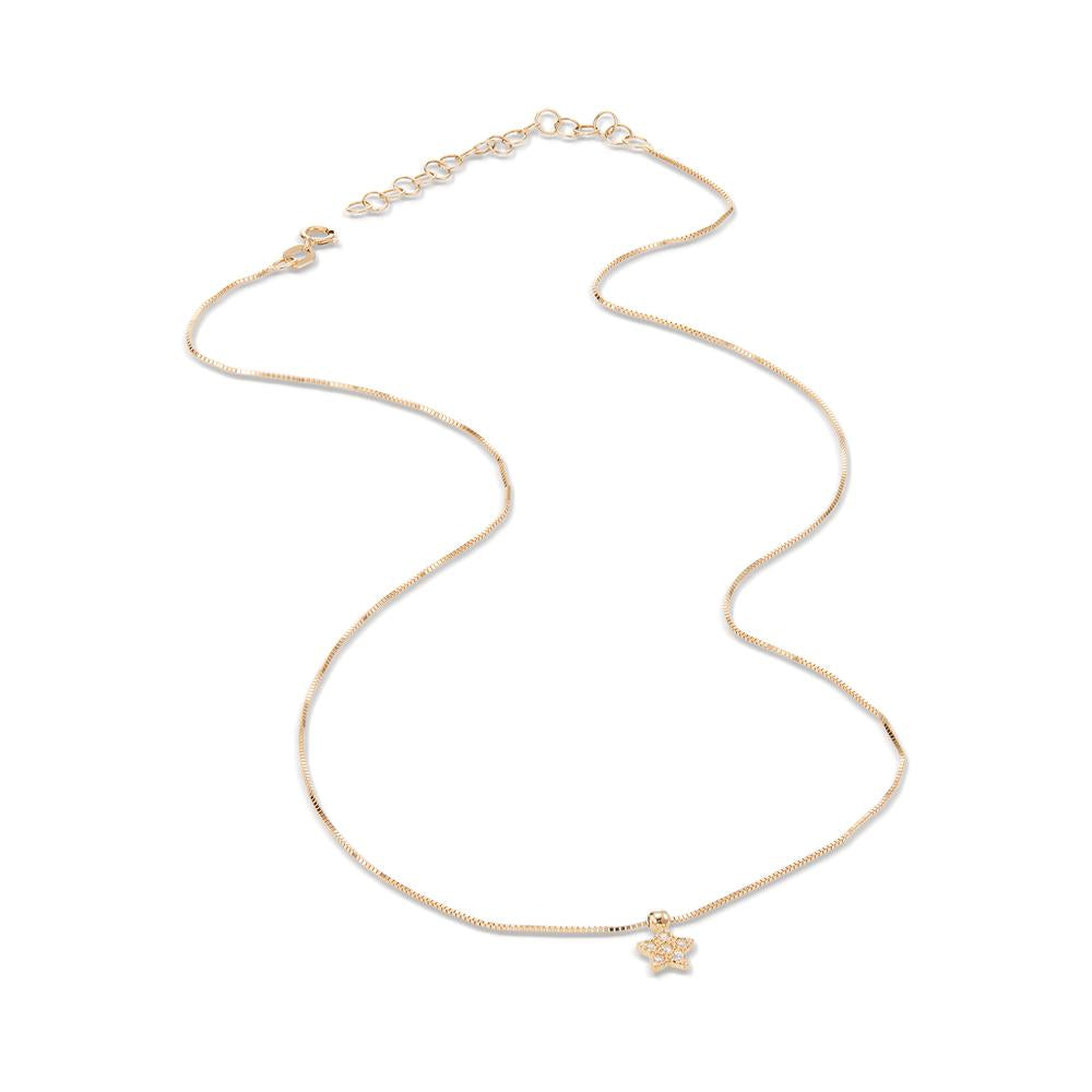 Collier 585/14K geel goud Zirkonia 6 Steen Ster 40-45 cm