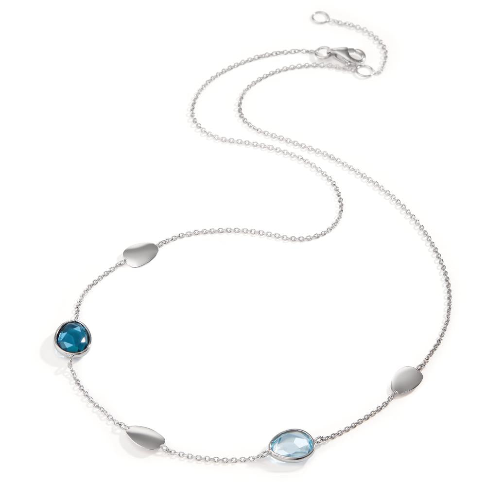 Collier 585/14K witgoud Londen blauw Topaas 2 Steen 42-45 cm