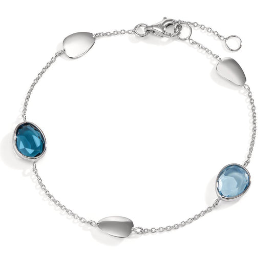 Armband 585/14 krt witgoud Londen blauw Topaas 2 Steen 17-19 cm