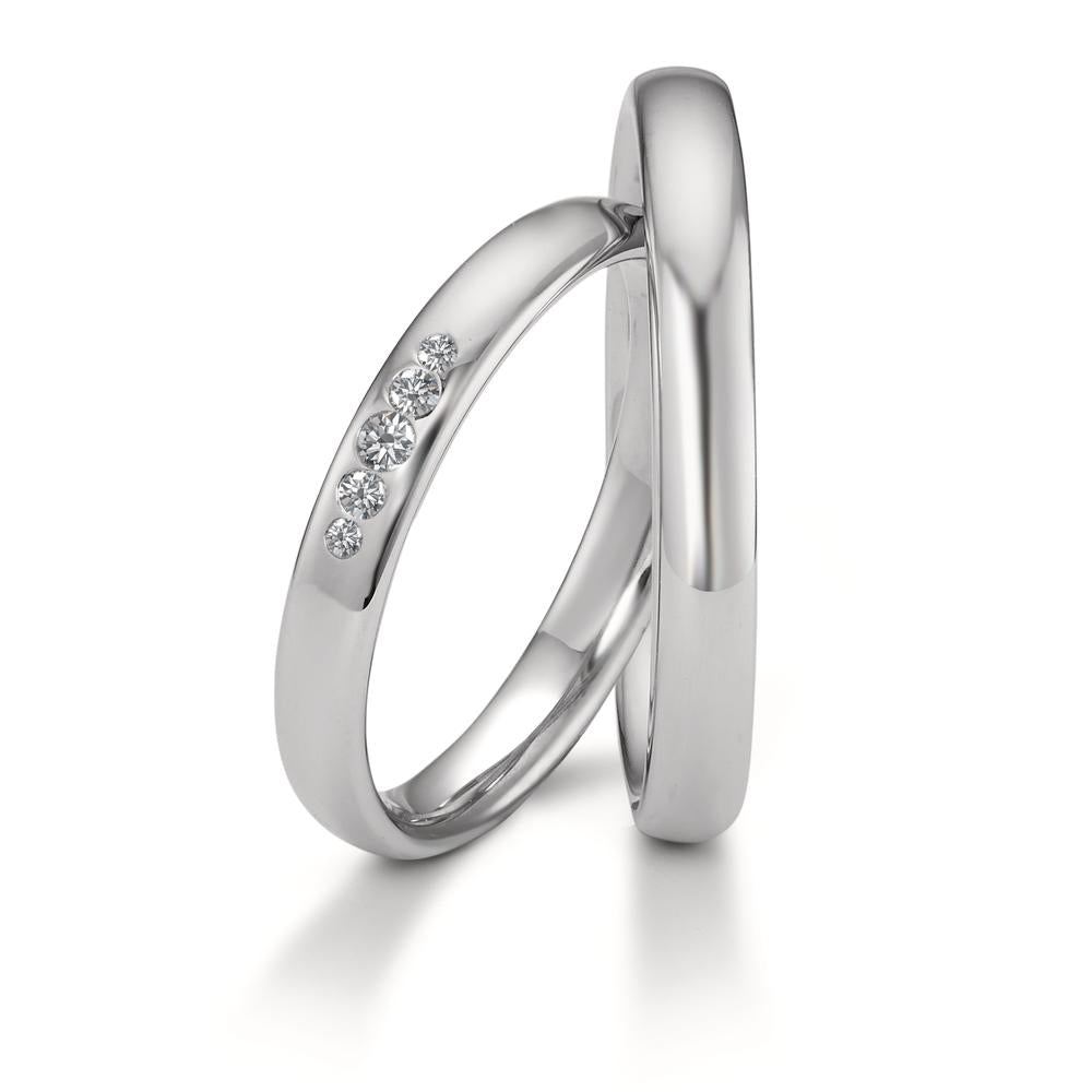 Partnerring 950 Platina Diamant 0.05 ct, 5 Steen, w-si