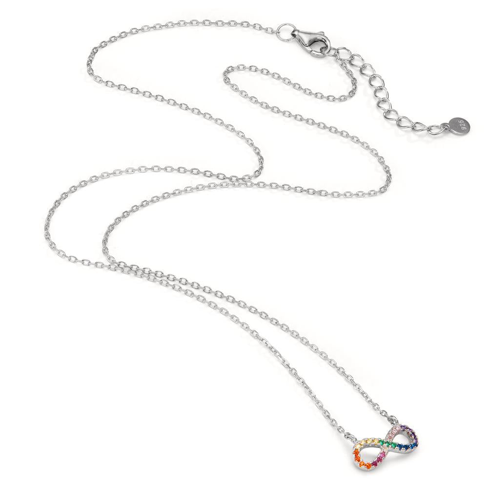 Collier Zilver Zirkonia kleurrijk Gerhodineerd Oneindigheid 42-45 cm