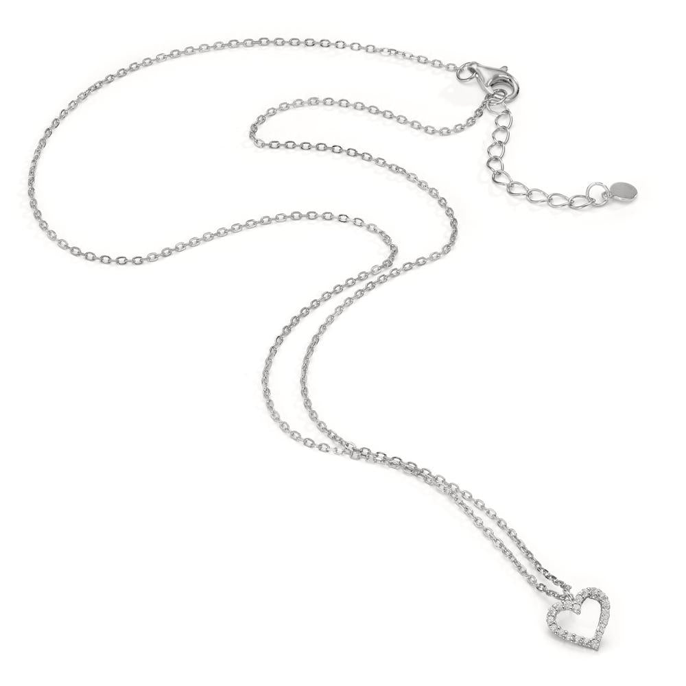 Collier Zilver Zirkonia Gerhodineerd Hart 42-45 cm