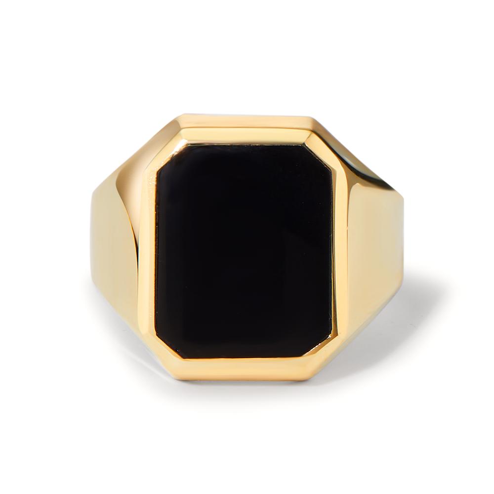 Ring 375/9 krt geel goud Onyx