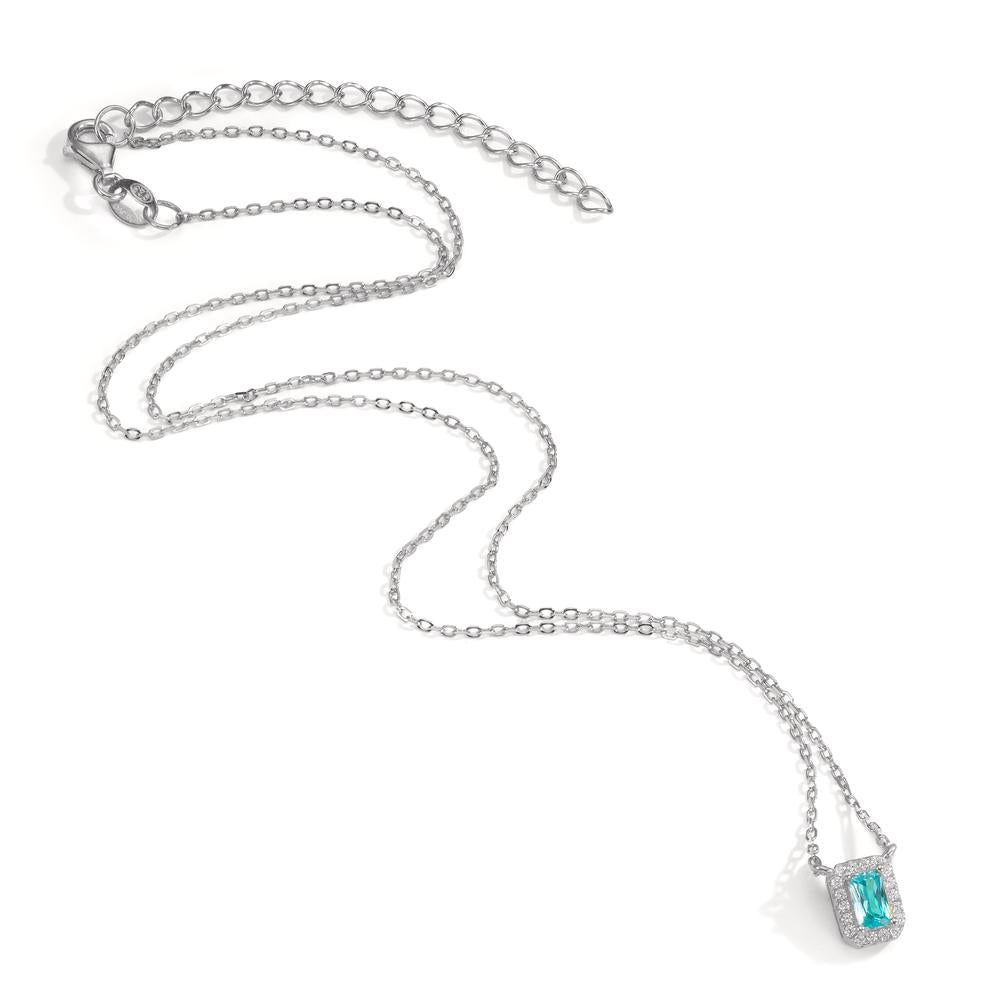 Collier Zilver Zirkonia blauw, 19 Steen Gerhodineerd 40-45 cm