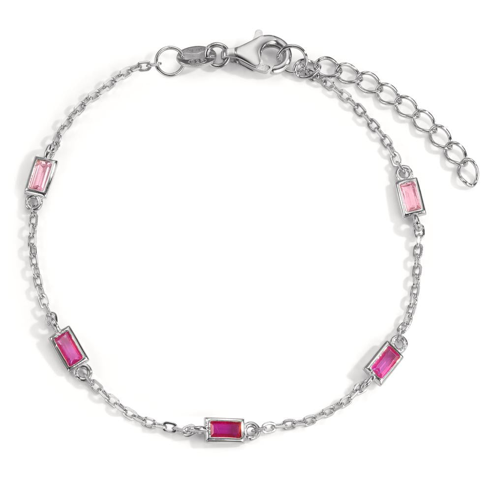 Armband Zilver Zirkonia roze, 5 Steen Gerhodineerd 16-18.5 cm