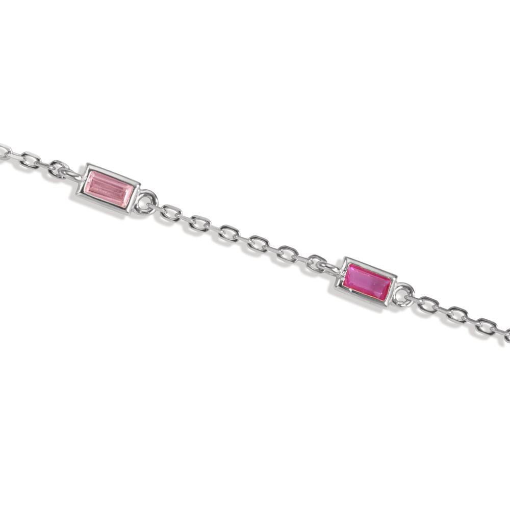 Armband Zilver Zirkonia roze, 5 Steen Gerhodineerd 16-18.5 cm