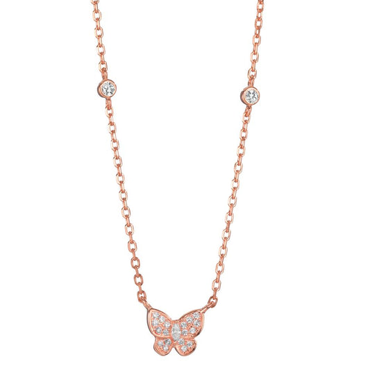 Collier Zilver Zirkonia Rosé Verguld Vlinder 40-45 cm