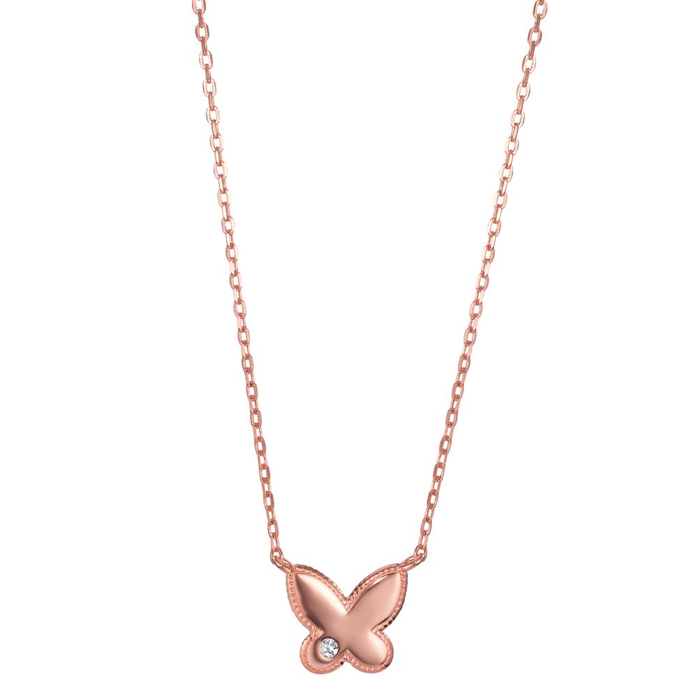 Collier Zilver Zirkonia Rosé Verguld Vlinder 40-45 cm Ø10 mm