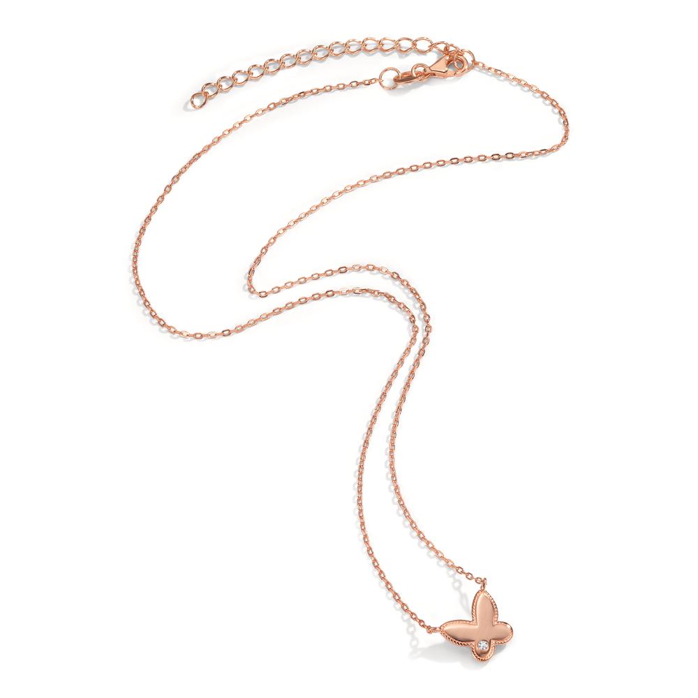 Collier Zilver Zirkonia Rosé Verguld Vlinder 40-45 cm Ø10 mm