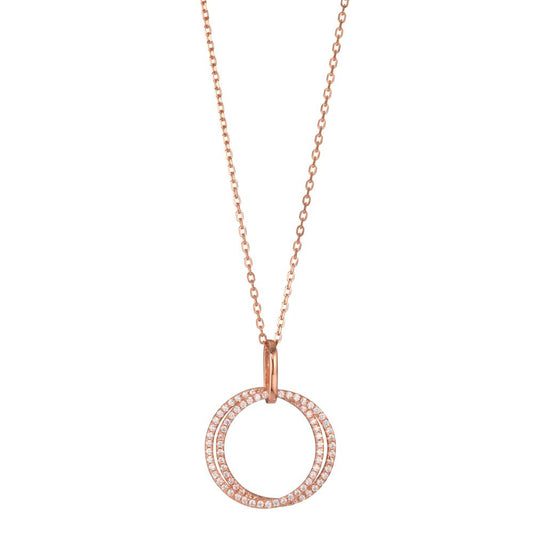 Collier Zilver Zirkonia Rosé Verguld 40-45 cm Ø20 mm