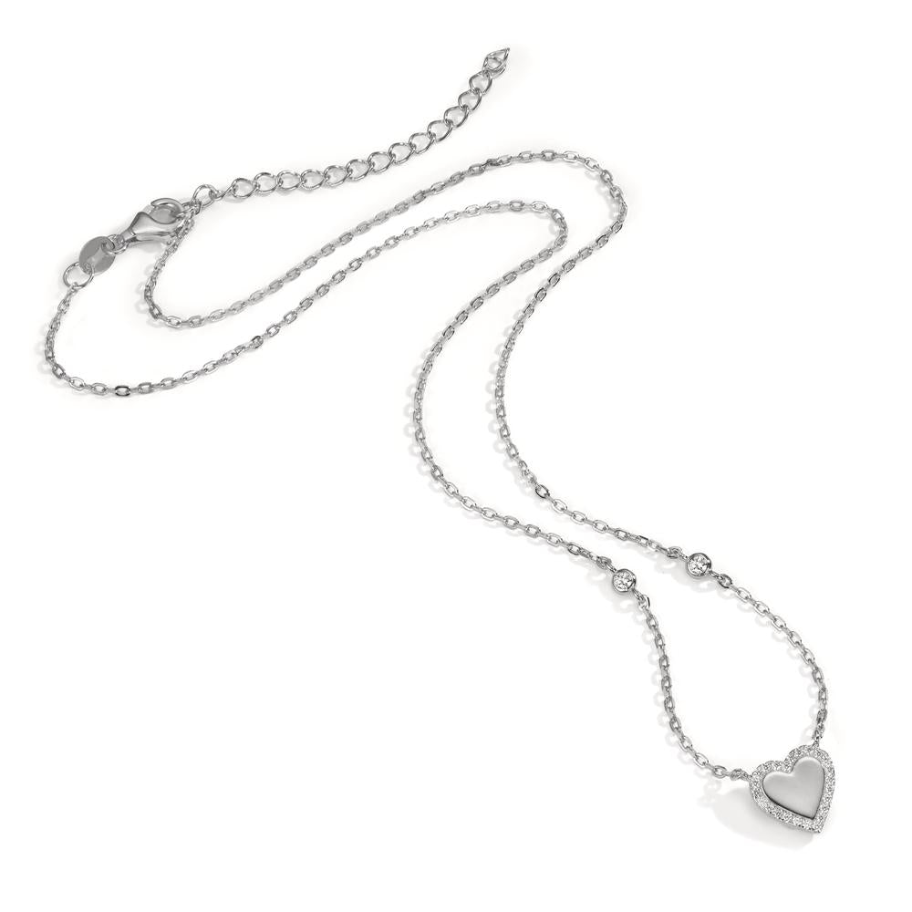 Collier Zilver Zirkonia Gerhodineerd Hart 40-45 cm