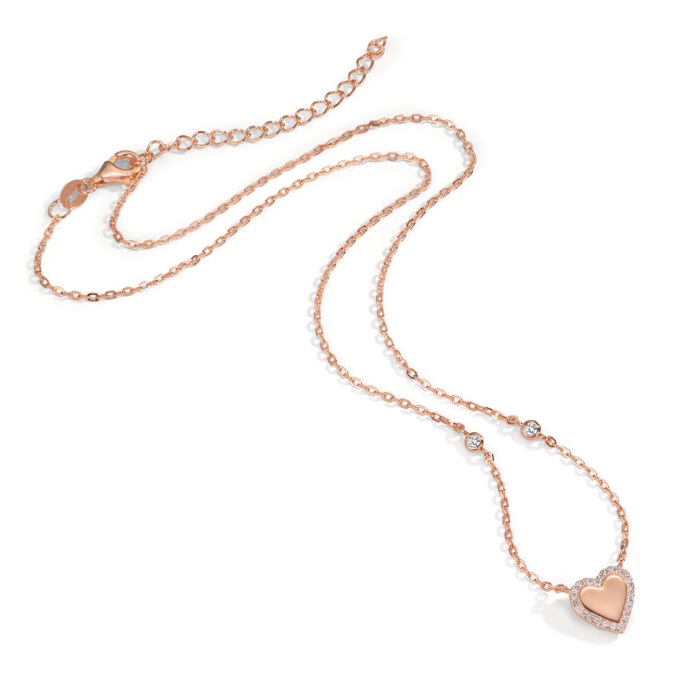 Collier Zilver Zirkonia Rosé Verguld Hart 40-45 cm