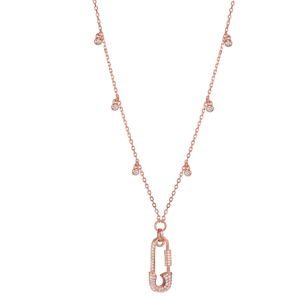 Collier Zilver Zirkonia Rosé Verguld Veiligheidsspeld 40-45 cm