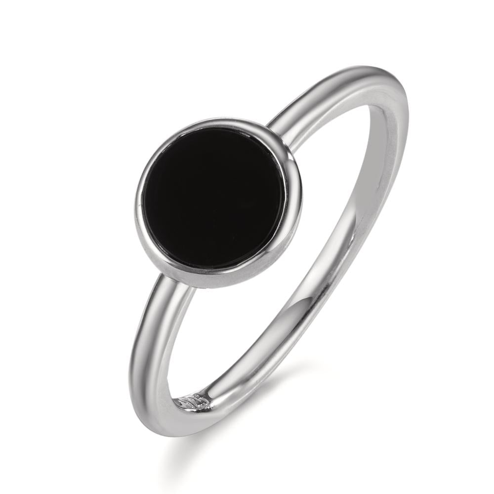 Ring Zilver Onyx Gerhodineerd Ø7.5 mm