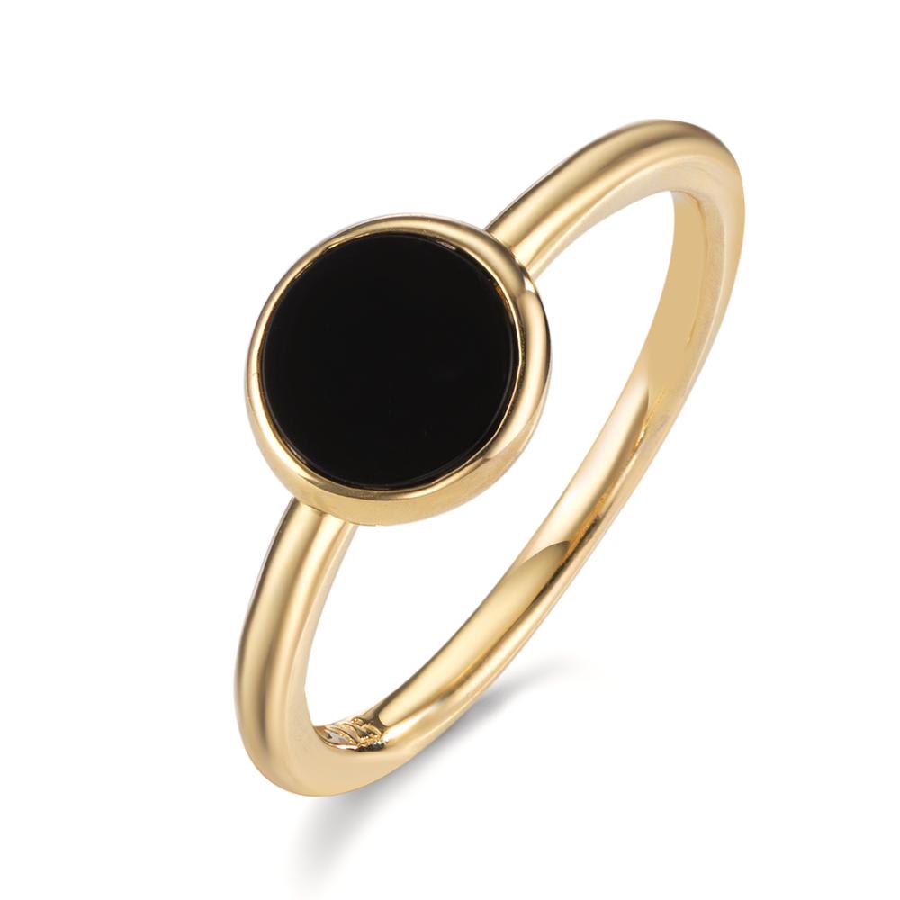 Ring Zilver Onyx Geel Verguld Ø7.5 mm