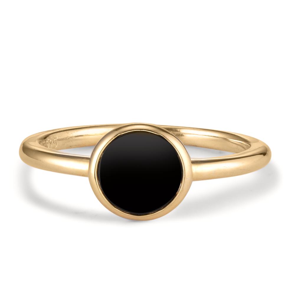 Ring Zilver Onyx Geel Verguld Ø7.5 mm