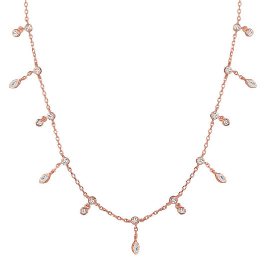 Collier Zilver Zirkonia 30 Steen Rosé Verguld 37-44 cm