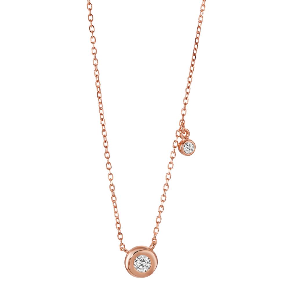 Collier Zilver Zirkonia 2 Steen Rosé Verguld 40-45 cm