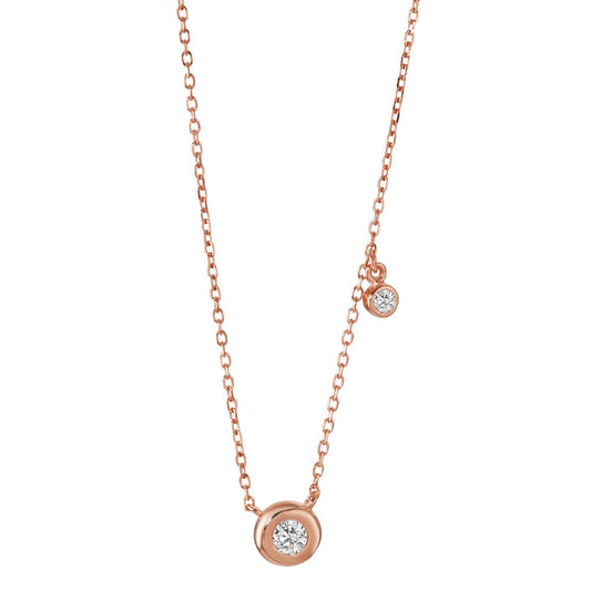 Collier Zilver Zirkonia 2 Steen Rosé Verguld 40-45 cm