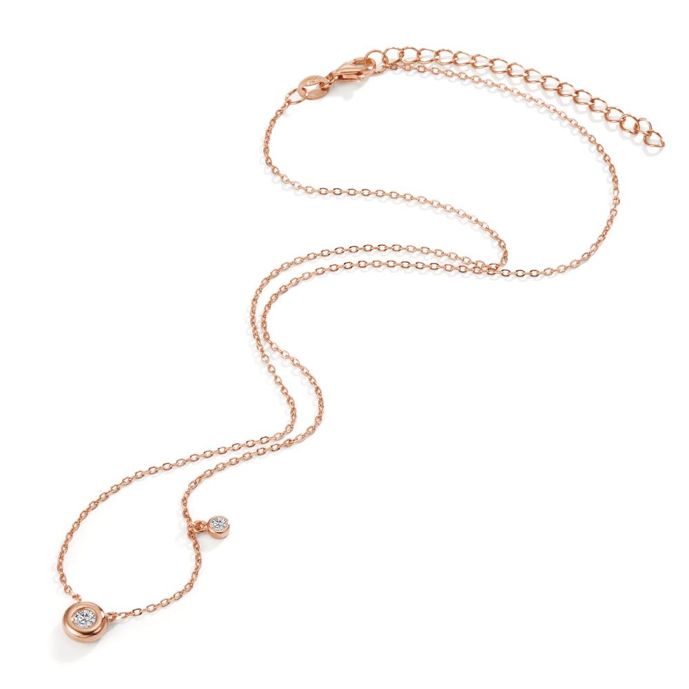 Collier Zilver Zirkonia 2 Steen Rosé Verguld 40-45 cm