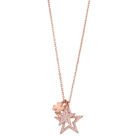 Collier Zilver Zirkonia Rosé Verguld 39-44 cm