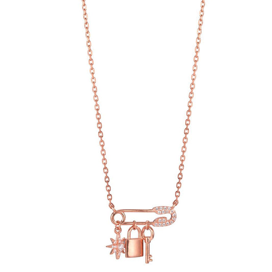 Collier Zilver Zirkonia Rosé Verguld 40-45 cm