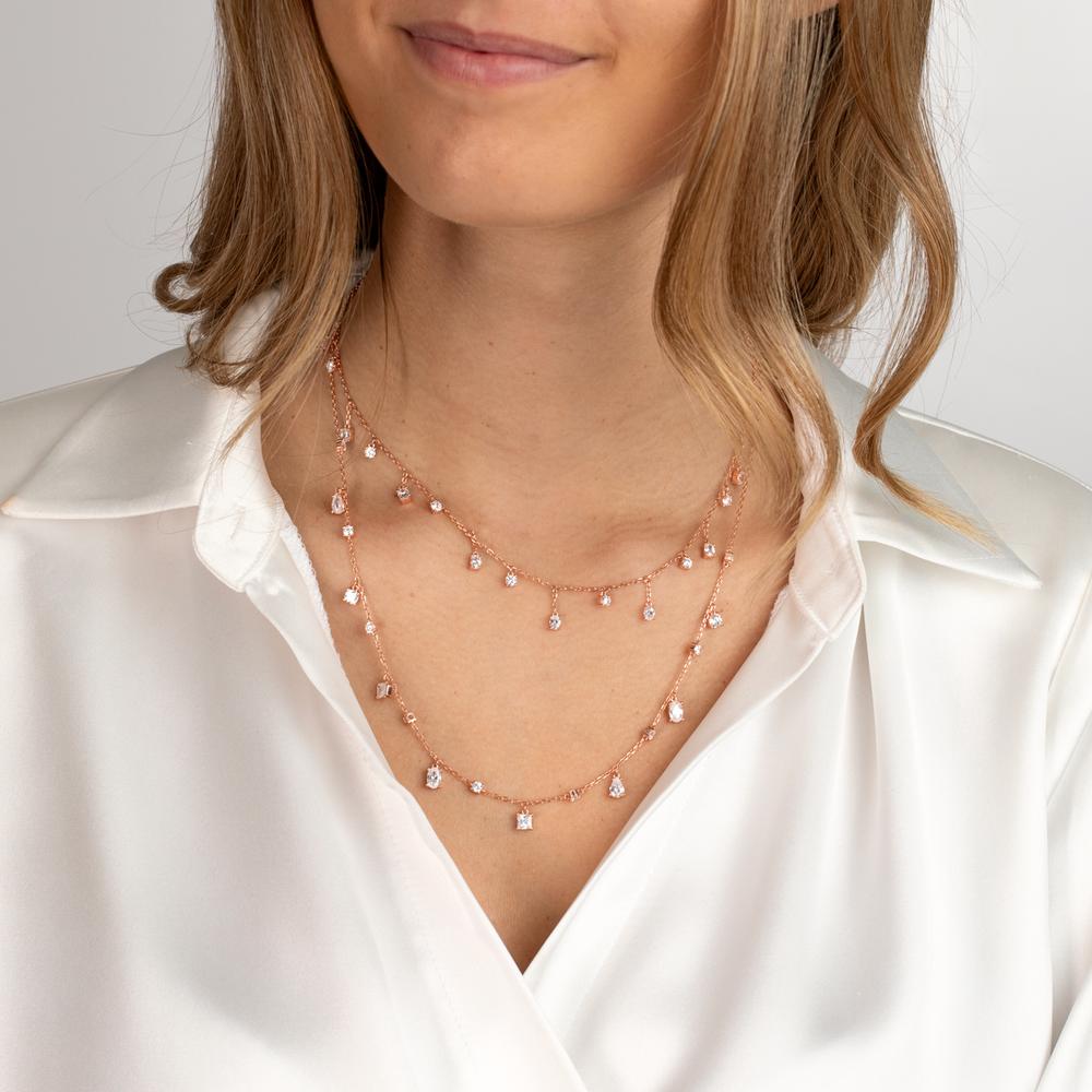 Collier Zilver Zirkonia Rosé Verguld 39-44 cm