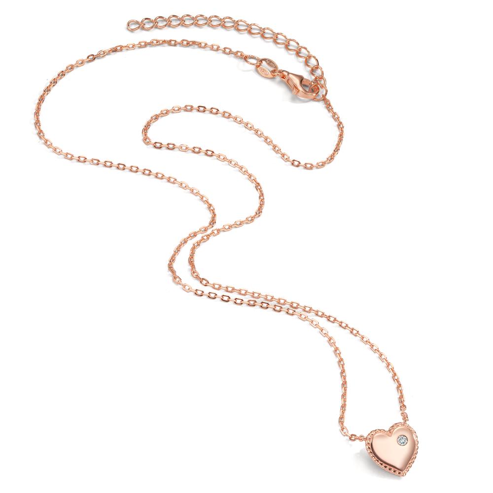 Collier Zilver Zirkonia Rosé Verguld Hart 40-45 cm