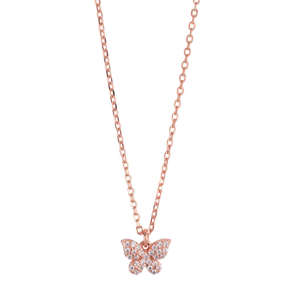 Collier Zilver Zirkonia Rosé Verguld Vlinder 40-45 cm Ø7.5 mm