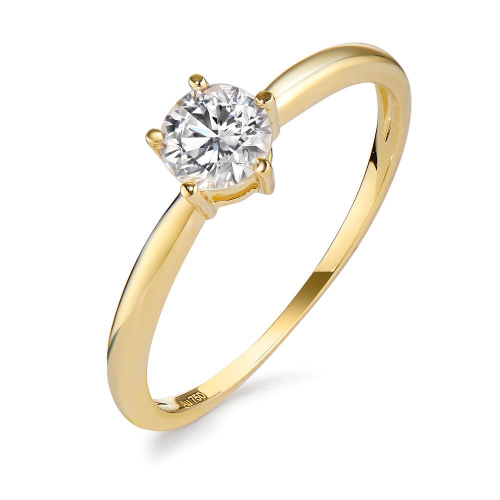 Solitaire ring 750/18K geel goud Zirkonia Ø5.5 mm