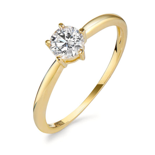 Solitaire ring 750/18 krt geel goud Zirkonia Ø5.5 mm