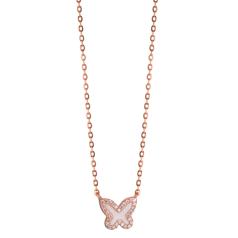 Collier Zilver Zirkonia Rosé Verguld Vlinder 40-45 cm Ø9 mm