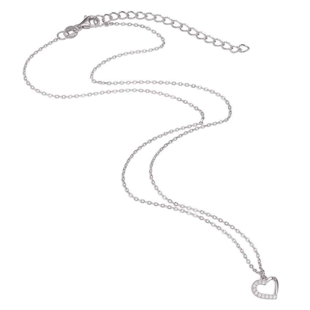 Collier Zilver Zirkonia 11 Steen Gerhodineerd Hart 40-45 cm Ø8.5 mm