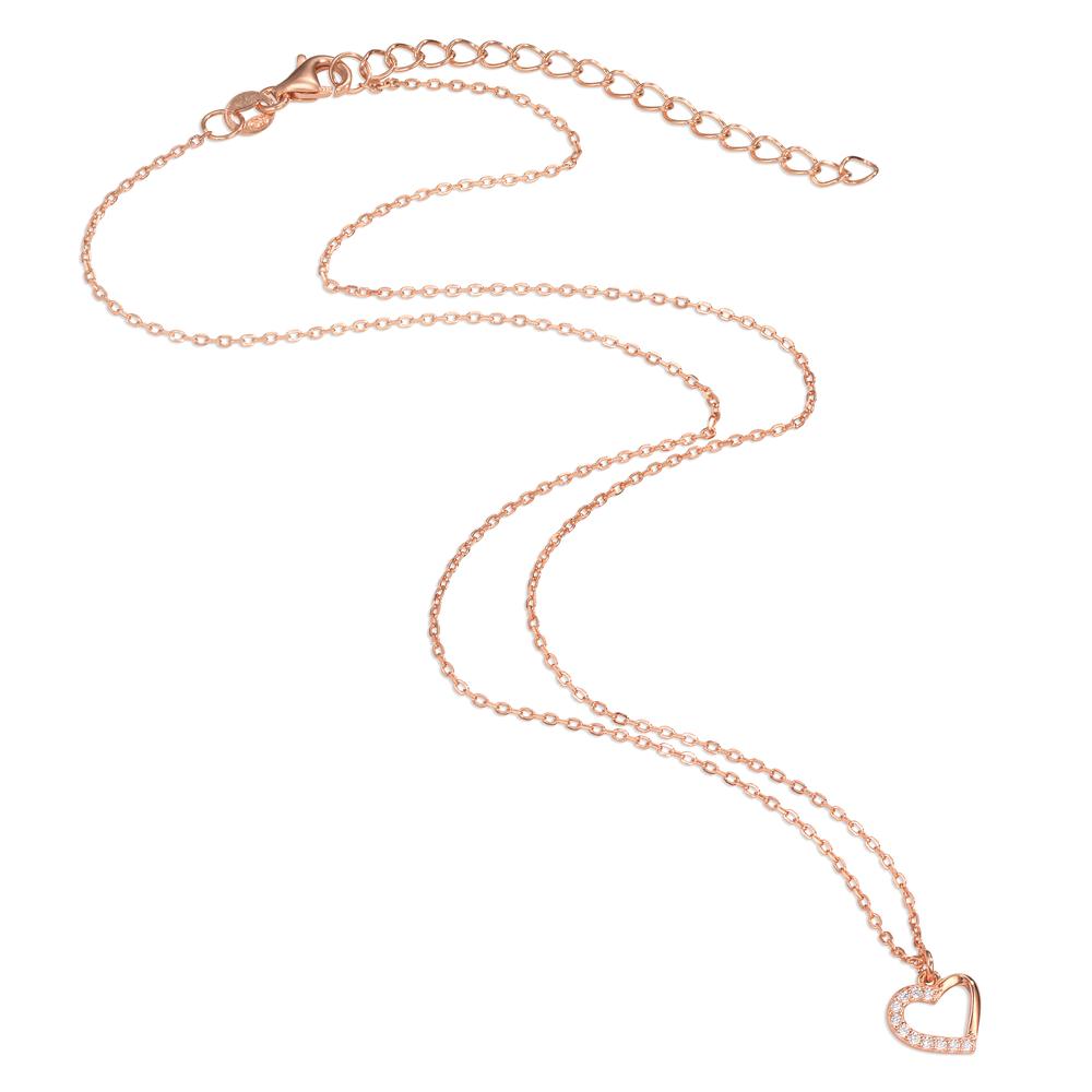 Collier Zilver Zirkonia 11 Steen Rosé Verguld Hart 40-45 cm Ø8.5 mm