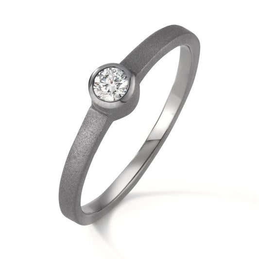 Solitaire ring Tantal Diamant 0.10 ct, w-si