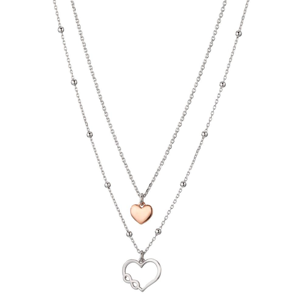 Collier Zilver Rosé Bi-color Hart 40-44 cm