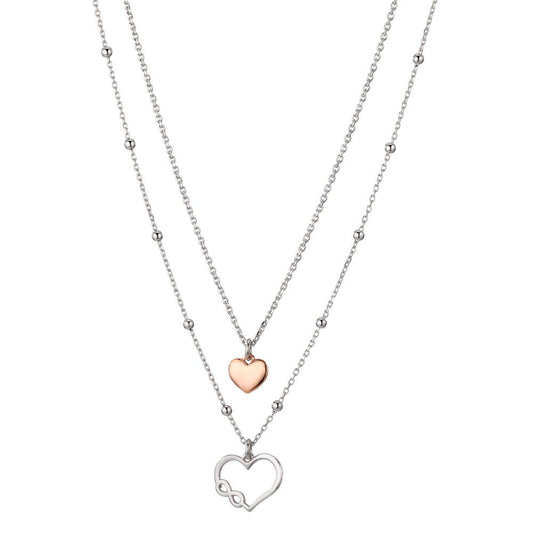 Collier Zilver Rosé Bi-color Hart 40-44 cm