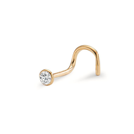 Neusknopje 750/18 krt geel goud Diamant wit, 0.035 ct, w-si Ø3 mm