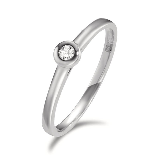 Solitaire ring 750/18K krt witgoud Diamant 0.03 ct, w-si
