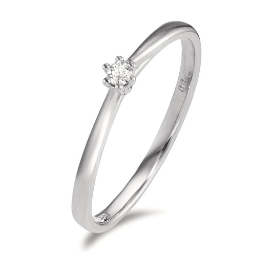 Solitaire ring 750/18K krt witgoud Diamant 0.035 ct, w-si