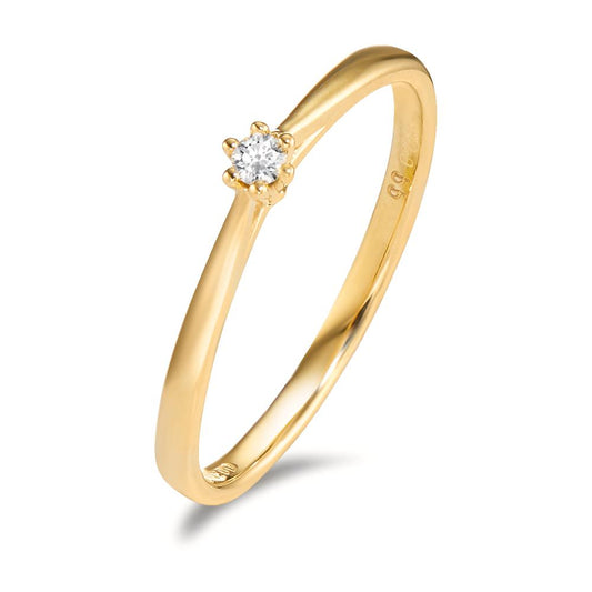 Solitaire ring 750/18 krt geel goud Diamant 0.035 ct, w-si