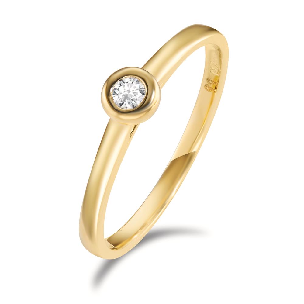 Solitaire ring 750/18 krt geel goud Diamant 0.05 ct, w-si