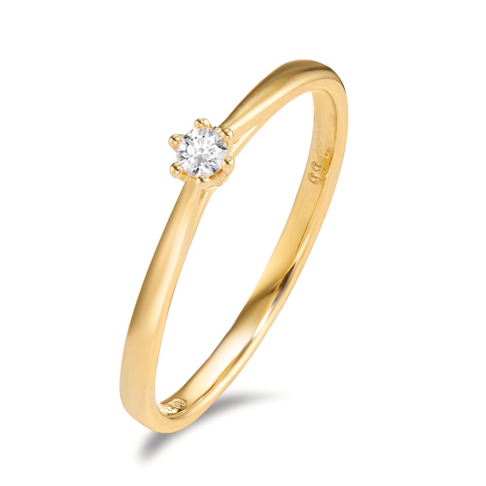 Solitaire ring 750/18 krt geel goud Diamant 0.05 ct, w-si