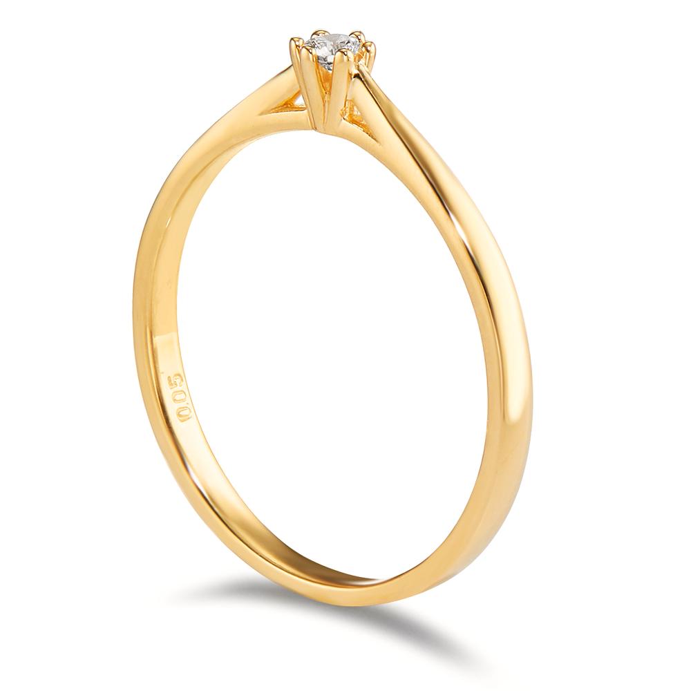 Solitaire ring 750/18 krt geel goud Diamant 0.05 ct, w-si