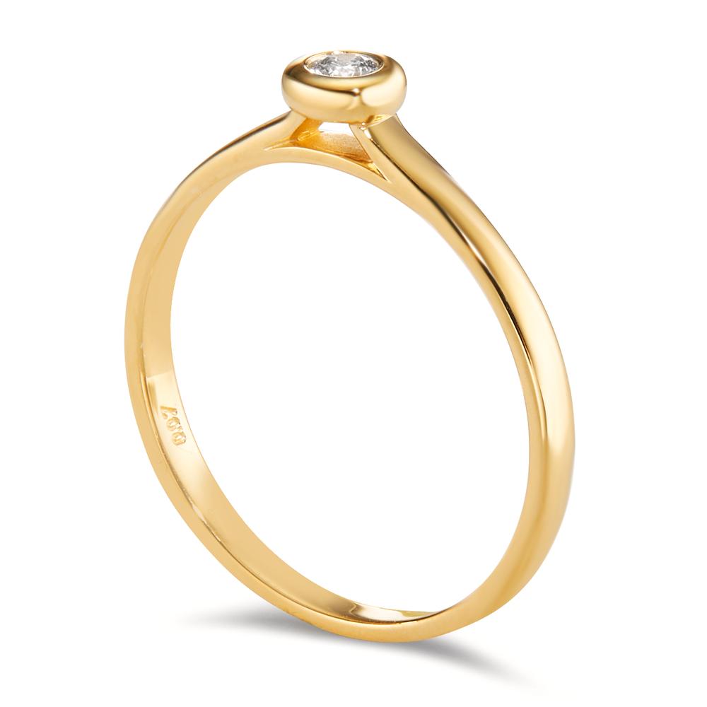 Solitaire ring 750/18 krt geel goud Diamant 0.07 ct, w-si