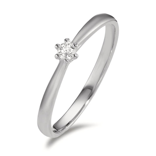 Solitaire ring 750/18K krt witgoud Diamant 0.075 ct, w-si