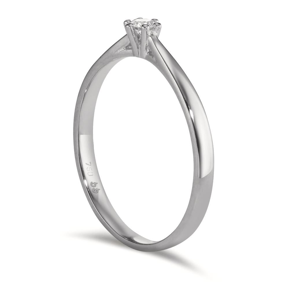 Solitaire ring 750/18K krt witgoud Diamant 0.075 ct, w-si