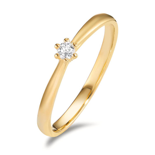 Solitaire ring 750/18 krt geel goud Diamant 0.075 ct, w-si