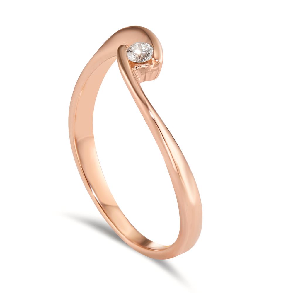 Solitaire ring 750/18 krt rood goud Diamant 0.06 ct, w-si